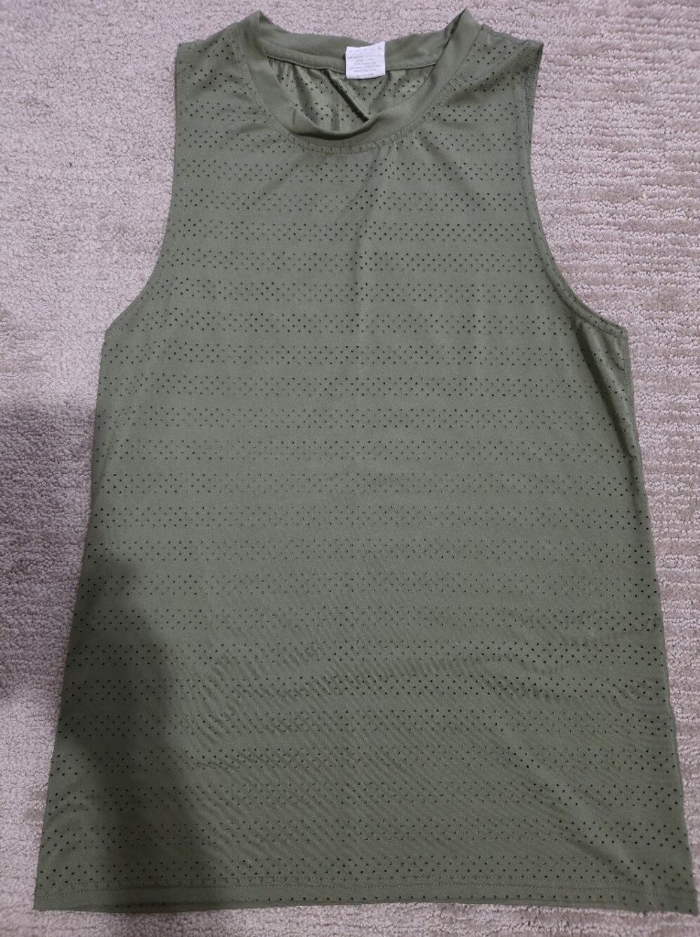ZYIA Olive Green Sleeveless Perforated Workout Tank